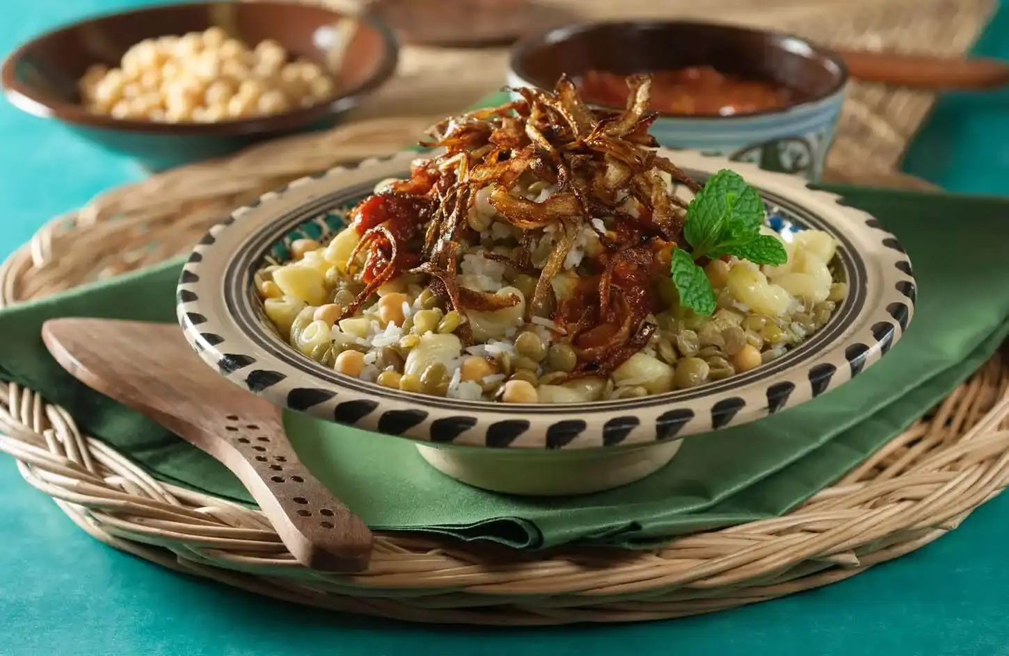 A picture of Koshari, the most famous Egyptian food