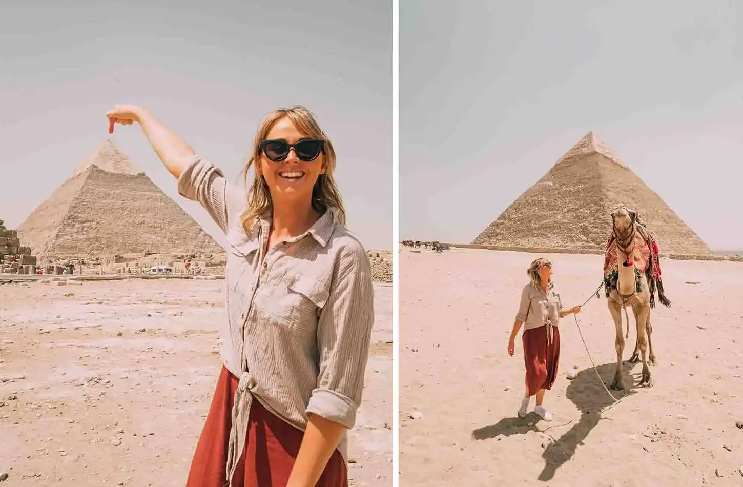 A-very-beautiful-picture-in-front-of-the-Giza-pyramids-with-camels Itinerary for 7 Day Egypt Tour Made Easy