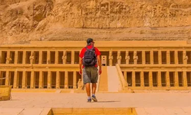 5 Days Cairo & Luxor Private Tour Package A-picture-of-a-visitor-entering-the-Temple-of-Hatshepsut