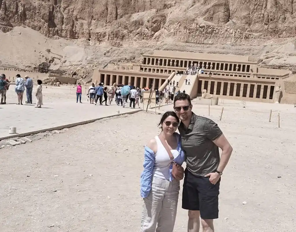 5 Days Cairo & Luxor Private Tour Package A-wonderful-photo-from-a-couple-of-our-visitors-in-front-of-Hatshepsut