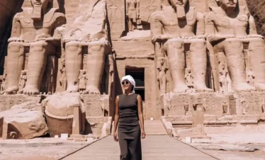 3 Days Luxor Private Tour Package A-wonderful-picture-of-a-woman-in-front-of-Abu-Simbel-Temple
