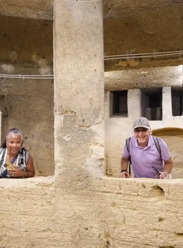 A-wonderful-picture-of-some-tourists-from-Kom-El-Shoqafa-in-Alexandria 4 Days Cairo and Alexandria – Egypt Short Break A-wonderful-picture-of-a-person-in-front-of-Pompey's-Column-in-Alexandria.