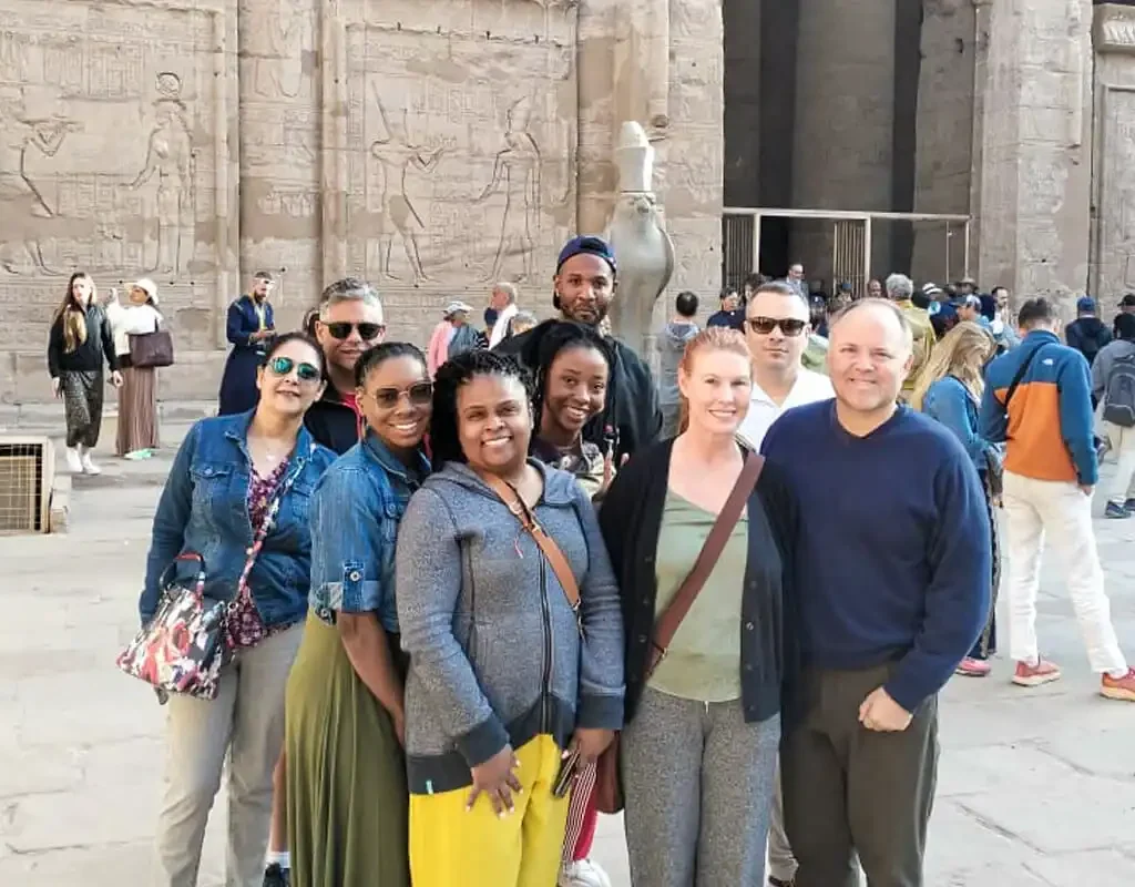8-Day All-Inclusive Cairo & Nile Cruise Tour A-wonderful-shot-of-one-of-our-groups-in-front-of-Edfu-Temple