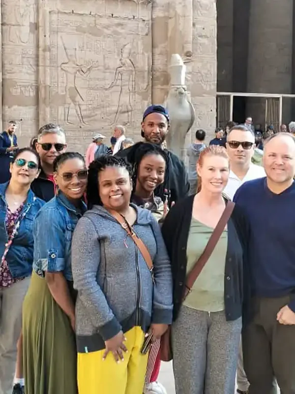 8-Day All-Inclusive Cairo & Nile Cruise Tour A-wonderful-shot-of-one-of-our-groups-in-front-of-Edfu-Temple