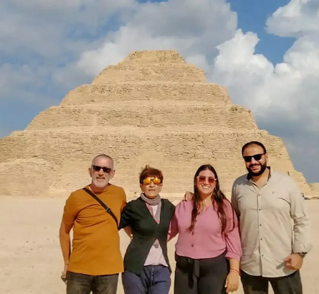 5 Days Cairo & Luxor Private Tour Package A-wonderful-shot-of-some-of-our-clients-in-Saqqara