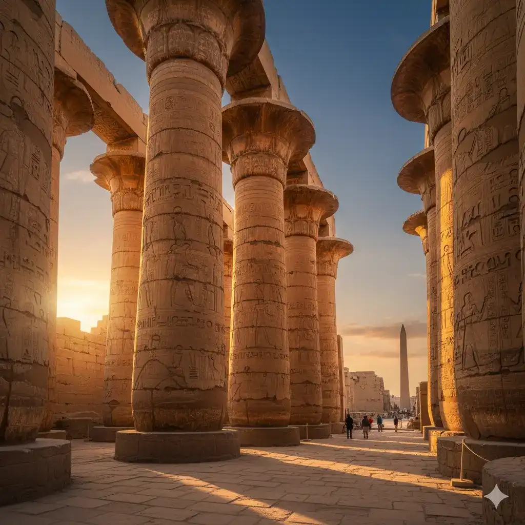 Cruise Luxor to Aswan Karnak-Temple-columns-Luxor