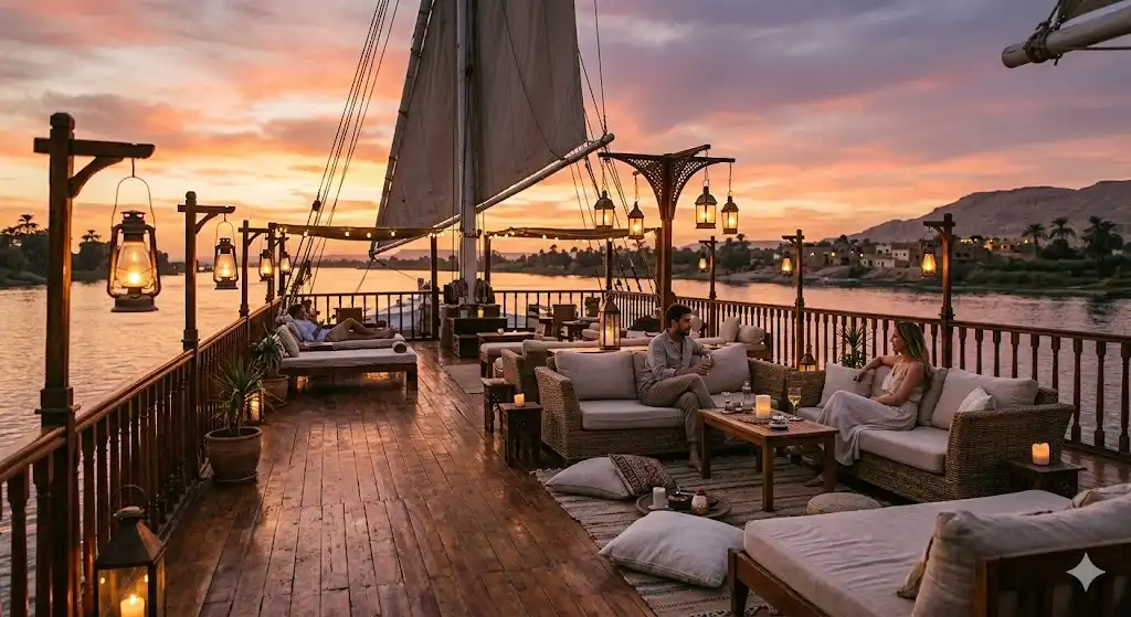 nour el nil nile cruise: What’s Included, What’s Extra, and How to Book Confidently Sunset atmosphere on the nour el nil nile cruise sundeck