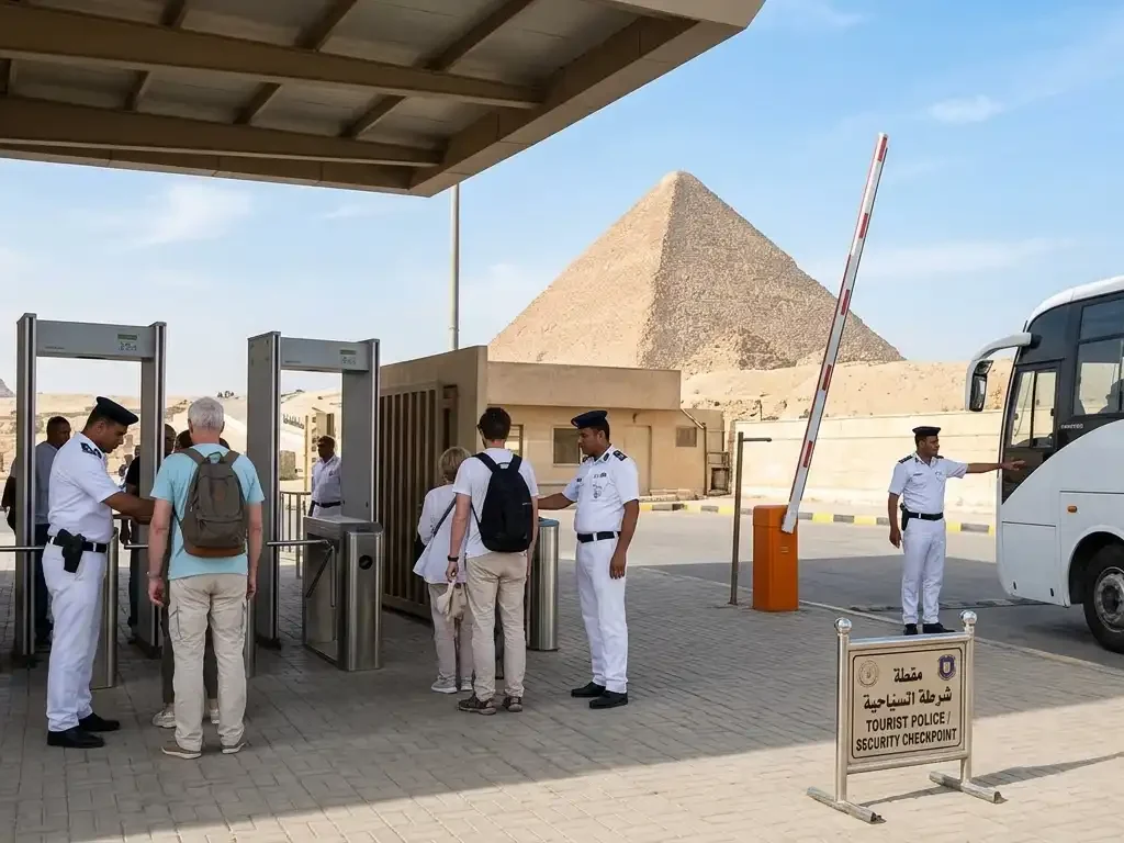 Can You Tour the Pyramids in Egypt? Complete Visitor Guide (2026) Egypt Tourism Police at the Giza Plateau — deployed at all major sites under the current travel advisory