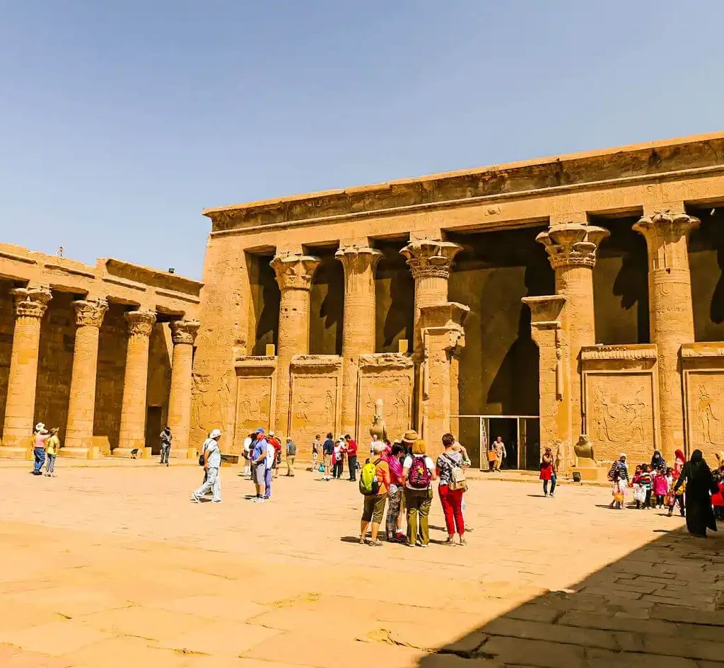 7 Days in Egypt: The Perfect First-Timer’s Itinerary (2026 Guide) Some-tourists-in-front-of-the-Edfu-Temple-from-one-of-the-excursions