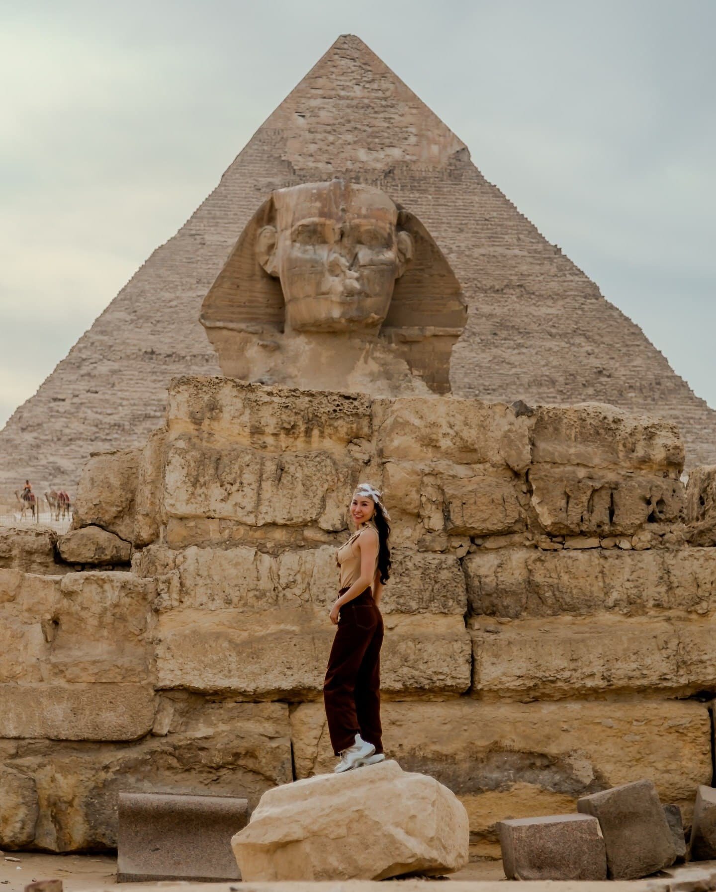 Traveler near the Great Sphinx at Giza