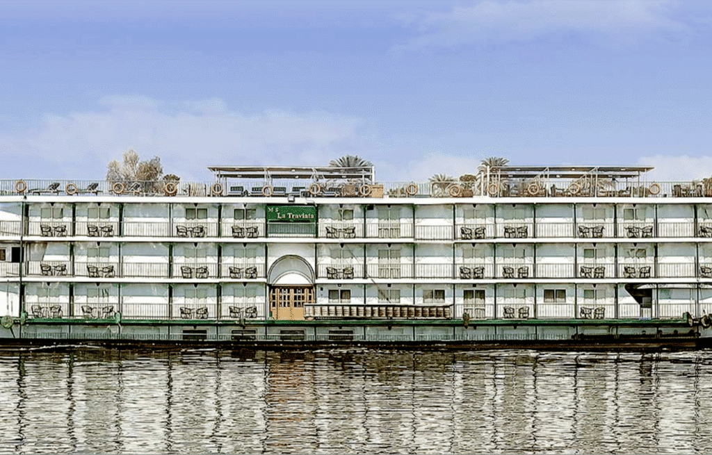 La Traviata Nile Cruise sailing peacefully along the Nile River