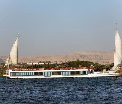 Movenpick SB Feddya luxury dahabiya exterior sailing on the Nile