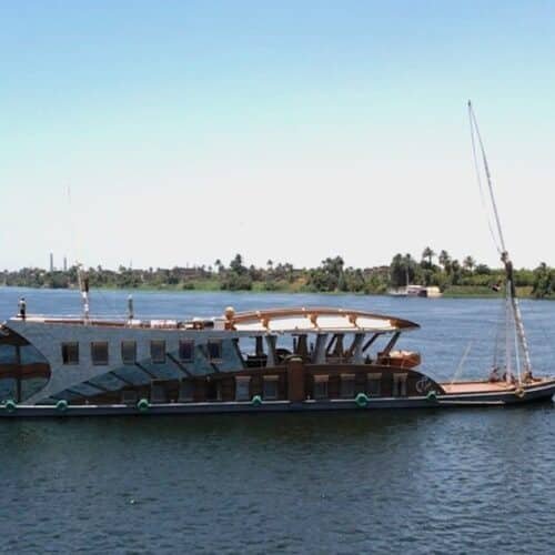 Mazaj Seba Dahabiya sailing on the Nile